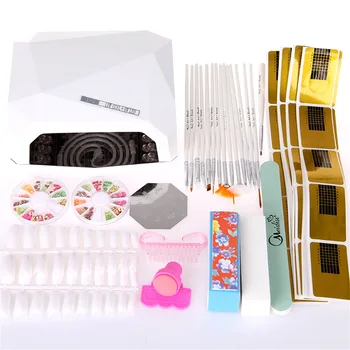 

1 Set 18W UV Lamp Light Gel Curing Timer Nail Dryer + Full Nail kit set + FREE Gifts Nail Tool Kits Hot Selling