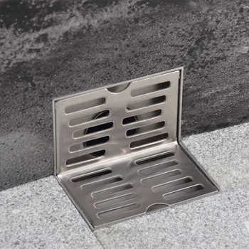 

Same-layer Home Wall Side Residue Isolation Stainless Steel Anti Odor Floor Drain L Shape Non Slip Filter Shower Hair Solid