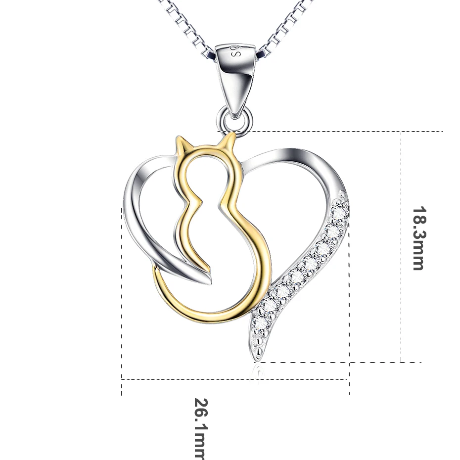 YFN ожерелье, 925 пробы, серебро, кристалл, CZ, милый кот, любовь, сердце, кулон, ожерелье, s, сладкое ожерелье, модный подарок для женщин, цепочки