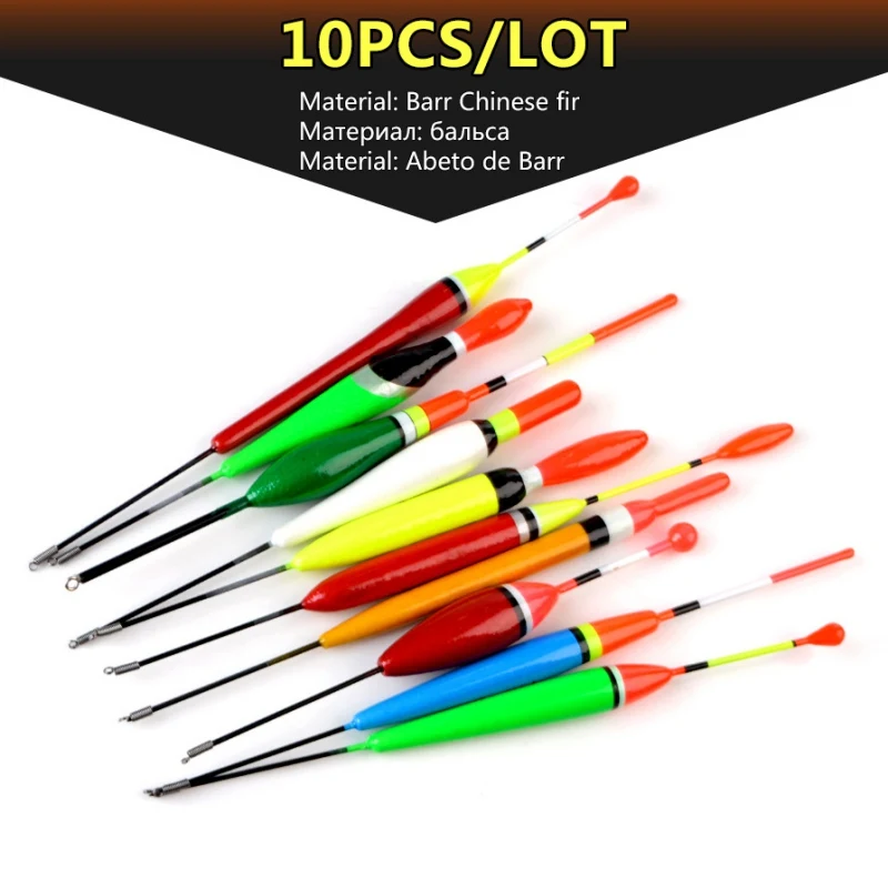 

O10pcs/set Fishing Float Set Wooden Buoy Float Bobber Cork Fishing Floating Drift Vertical Buoy Mix Sizes Fishing Accessory