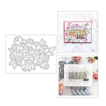 

New 2020 Layer Metal Cutting Dies and Scrapbooking For Paper Making Background Hello Words Lace Card Frame Embossing Craft Set