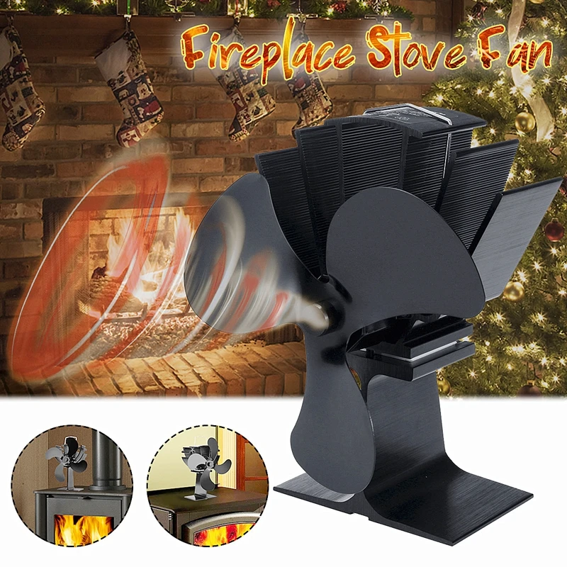 

Black Stove Fan 3 Blade Fireplace Fan Heat Powered Stove Fan Quiet Friendly Wood Burner Home Efficient Heat Distribution Tool