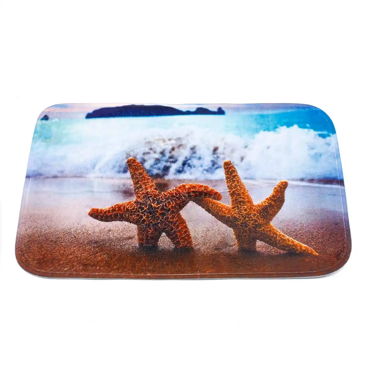 Starfish 40X60cm Морской стиль печать Пол Дверной Коврик фланелевая ткань кухонный ковер Нескользящая дверь ковер гостиная Противоскользящий ковер 40X60/40X120 см - Цвет: Starfish 40X60cm