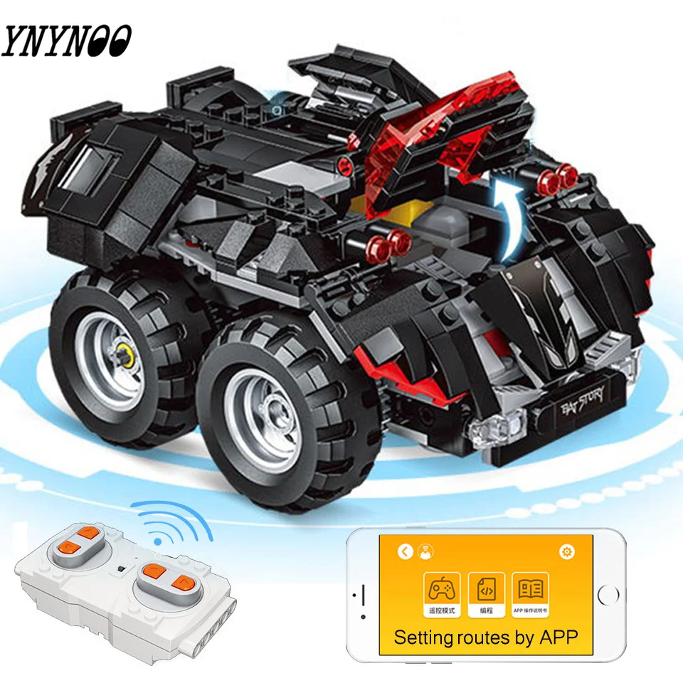 

App Controlled Batmobile Compatible With Legoings 76112 Batman Model Building Blocks RC Cars Boy Gifts Toys For Children
