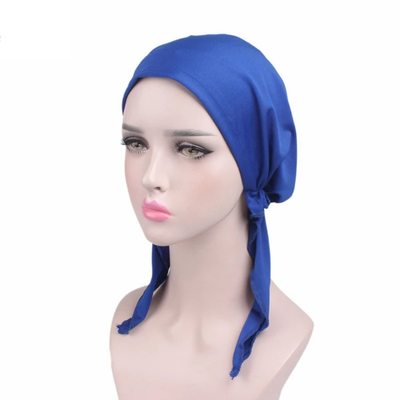 

Womens Chemo Hat Turban Head Scarves Pre Tied Bandana Hair Cover Cap Solid Color A2UB