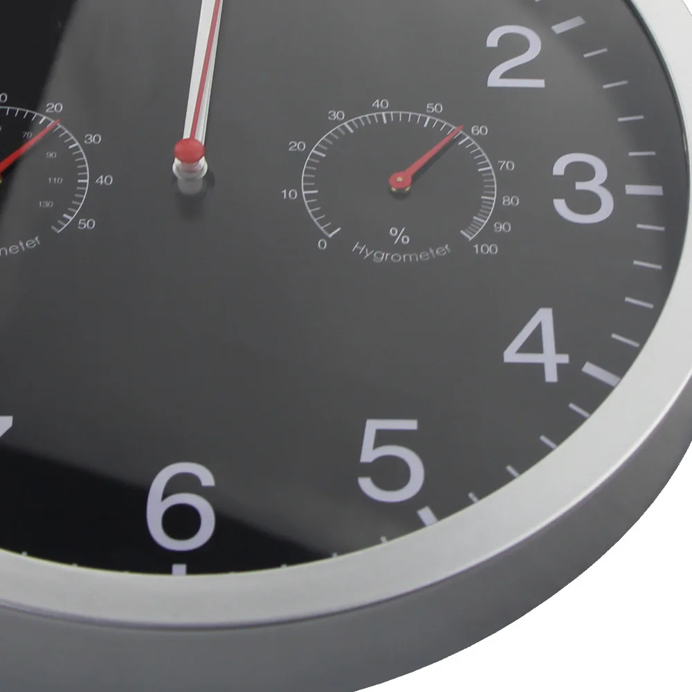 [Трансграничной Лидер продаж] 10-дюймовая шпилька для Гостиная настенные часы пластиковые кварцевые часы Температура и влажности учета рабочего времени
