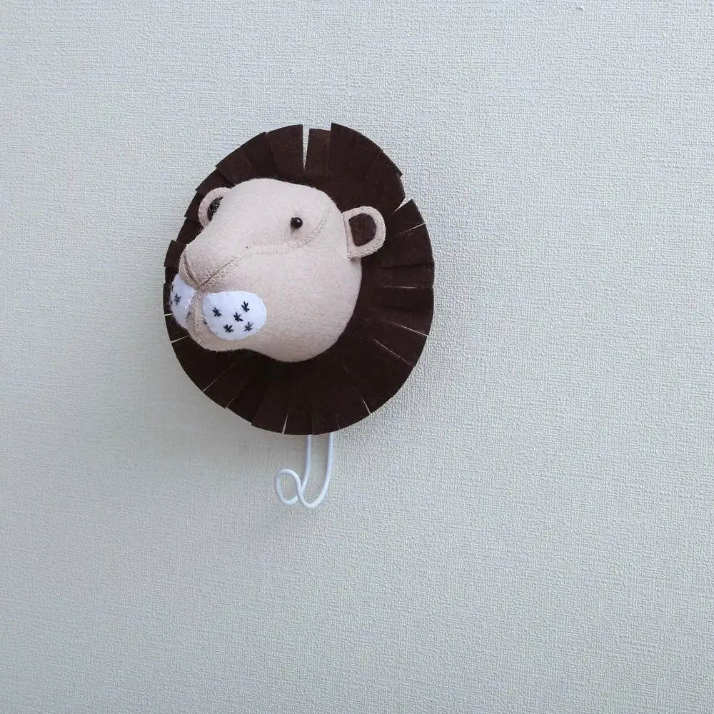 Декор для детской комнаты 3D Животные головы настенные подвесные украшения для детской комнаты детская комната девочка спальня мягкая установка украшения - Цвет: Lion