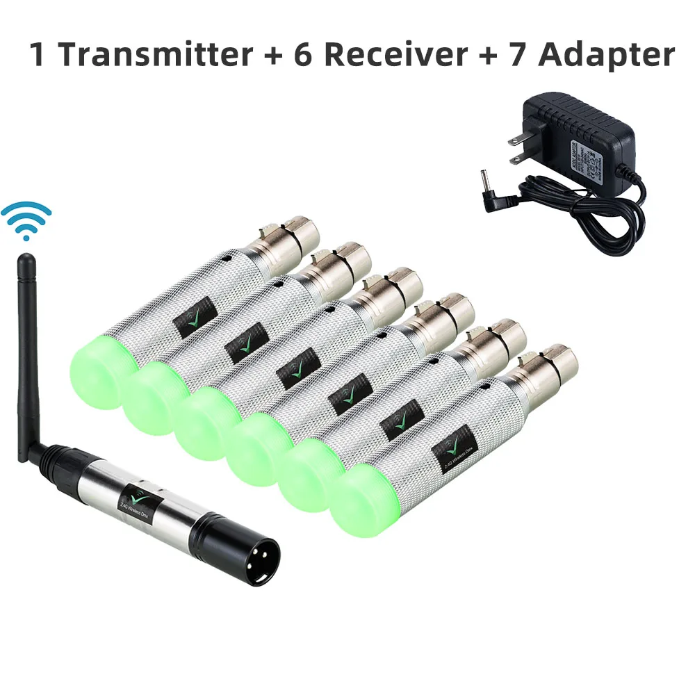 DMX 1T6R DMX беспроводной 2,4G DMX512 передатчик приемник лазерный светильник s контроллеры с адаптером для сценического эффекта DJ диско светильник - Цвет: DMX 1T6R