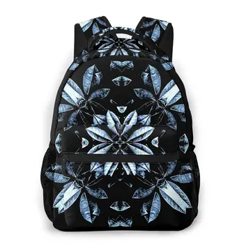 

Metallic Leaves Mandala New Pattern knapsack Black Mirror Teens Books Backpack