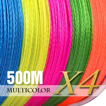 Multicolor-4 Strands SIECHI PE плетеная леска, многофиламентная, 500 м, 8 нитей, корд, леска для ловли карпа, для морской воды, 20, 30, 40, 50, 60, 80 фунтов - Цвет: Multicolor-4 Strands