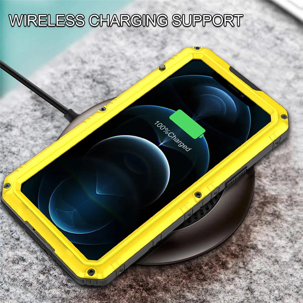 

Сверхмощный защитный металлический бронированный чехол для iPhone 11 12 Pro Max, Чехол IP68, водонепроницаемый чехол с полным покрытием для iPhone 12 Mini, чехол