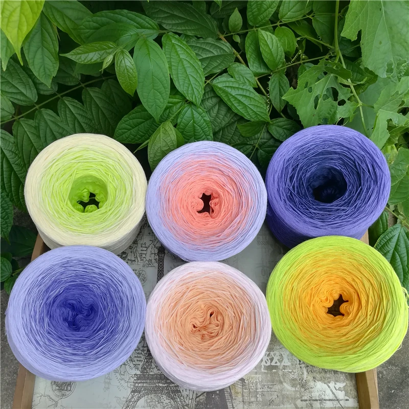 205g Organic Cotton Lace Spring And Autumn Cake Yarn Gradient Color Crochet Shawl Princess Skirt DIY Handmade Knit Soft Yarn 5