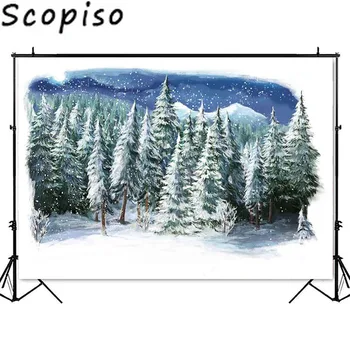 

Scopiso Winter snow backdrop for photography Pine forest Photo Background studio newborn portrait for photographer photo shoot