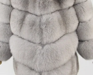 Light Grey Модная шуба из натурального Лисьего меха для женщин с О-образным вырезом из натурального меха голубой лисы, женская меховая куртка, роскошное зимнее пальто - Цвет: Light Grey