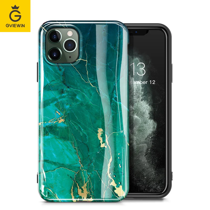 GVIEWIN Marble Phone Case for iPhone 12 Pro Max 12 Mini Slim Glossy Soft TPU IMD Shockproof Protective Case Cover Lens Protect