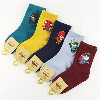 

Kids Socks for Baby Boys cartoon Socks Spiderman Superman Batman Children's Football Basketball Socks 5pcs