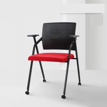 

Folding Office Chair Study Home High Back Computer Steel Foot Fixed Armchair Conference