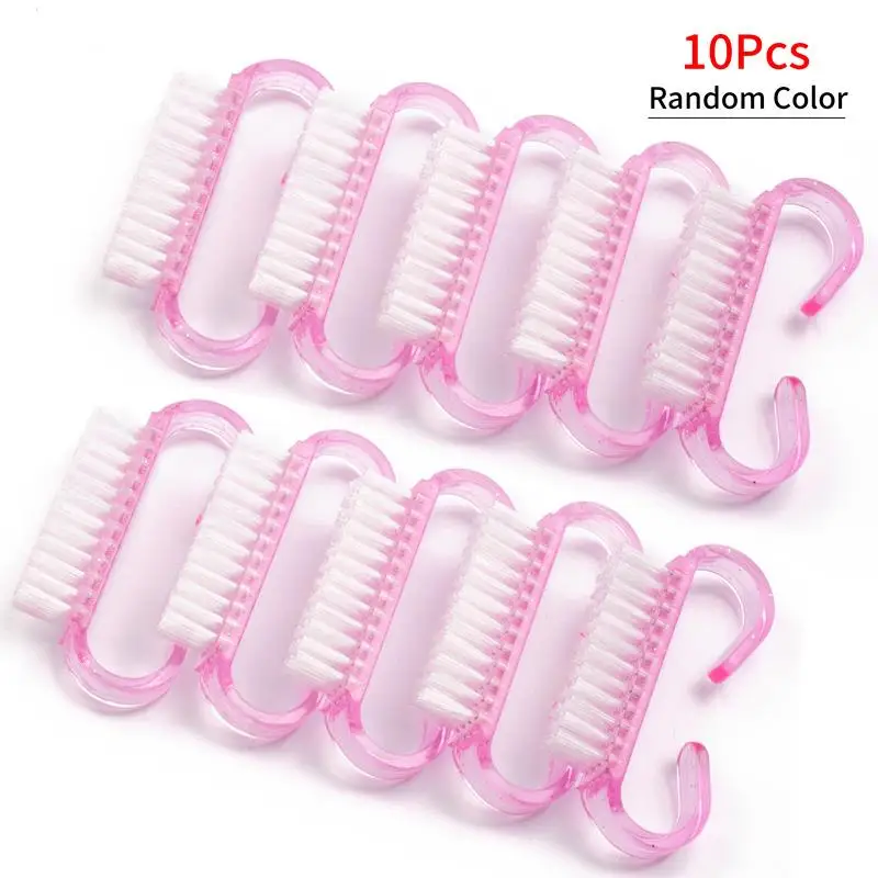 10Pcs/set Nail Art Cleaning Brush Manicure Care Tool Pedicure Cleaner For Acrylic UV Gel Dust Remove Salon Small Angle 3