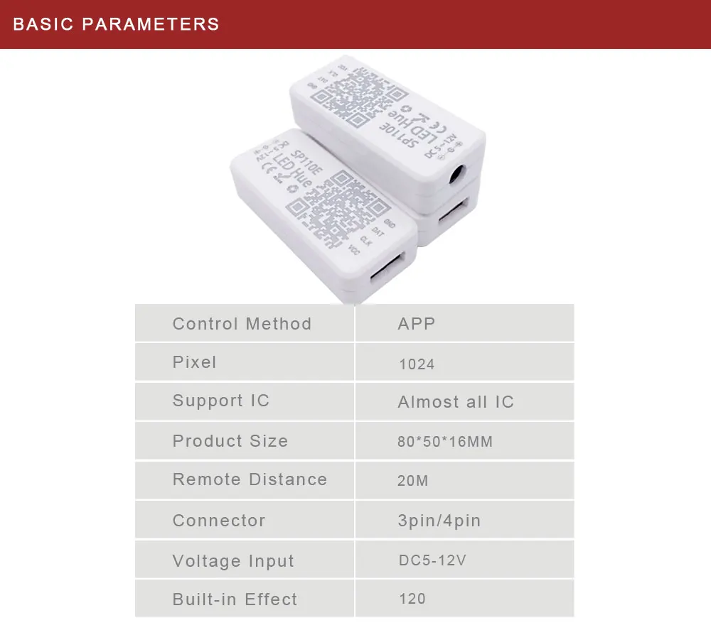 Controlador de Pixel Bluetooth, 60LED, WS2811, 5050, DC12V, SP110E