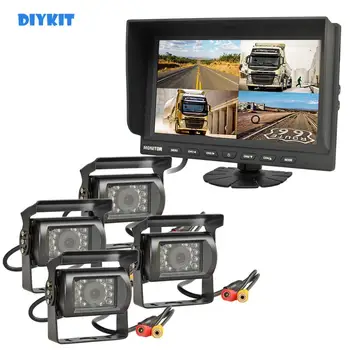 

DIYKIT 9" Split Quad Display Rear View Monitor Car Monitor + 4 x CCD IR Rear View Camera Waterproof for Car Truck Bus