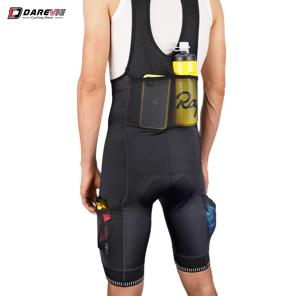DAREVIE Cycling Bib Shorts Men With 4 Pockets 3D Thin Padded Cycling