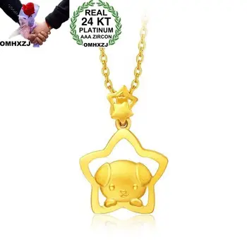 

OMHXZJ Wholesale European Fashion Woman Girl Party Wedding Gift Dog 24KT Yellow Gold Pendant Necklace NA180