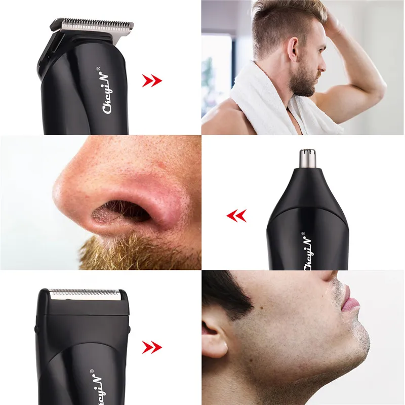 Billige 3 in 1 Rasierer Haar Trimmer Wiederaufladbare Elektrische Nase Haar Clipper Professionelle Bart Rasiermesser Haarschnitt Schneiden Maschine