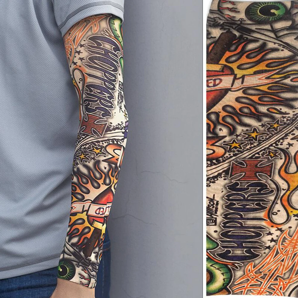 

1 PC Unisex Arm Warmer Sunscreen Hand 3D Tattoo Arm Cover Tatto Sleeves Uv Cool Sleeves Cuffs Sport Elastic Arm Warmers