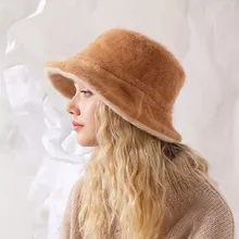 EOEODOIT двухсторонние двухцветные меховые шапки Mike 2 способа женские осенние зимние Модные Повседневные шапки с маленькими полями шапки