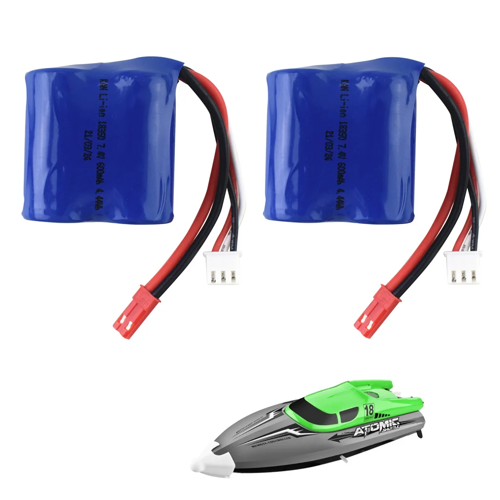 2PCS 7.4V 600mAh Lithium Battery for EB02 2.4G Wireless RC Boat