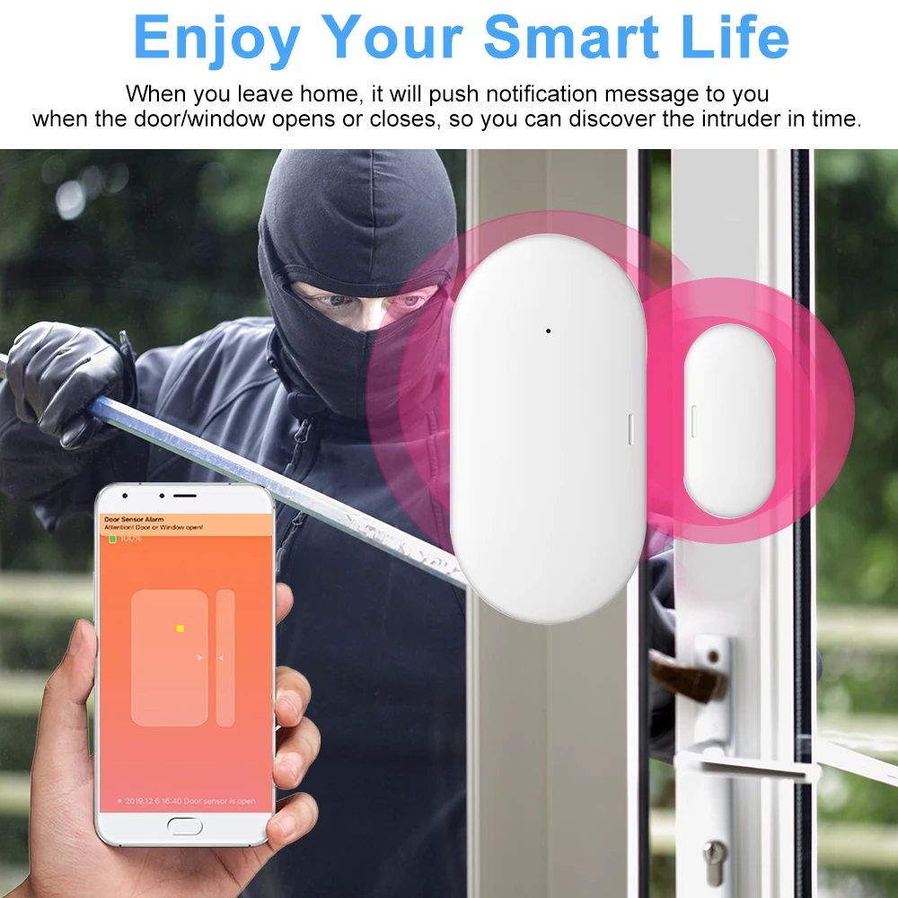 Tuya ZigBee Door Window Sensor With Alexa Google Home Smart Home Kits Alarm System Work with Gateway Tuay/Smart Life APP