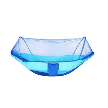 

Camping Hammock with Mosquito Net Parachute Cloth for Double Person Portable Hammock for Camping Hiking Traveling 1pc Blue