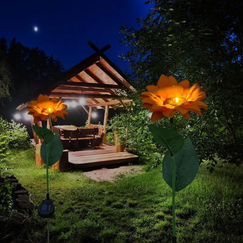 Outdoor Solar Power LED Simulation Sunflower Light Excellent ABS Jumbo and Stainless Steel Garden Lawn Landscape Lamp