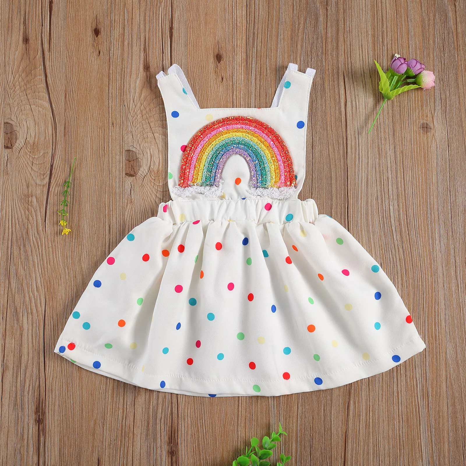 Pudcoco Newborn Baby Girl Clothes Princess Dress Rainbow Colorful Polka Dot Print Sleeveless Backless A-Line For | Детская одежда и