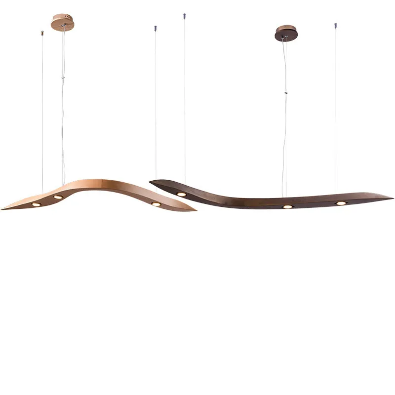 

LED Simple pendant lights New Chinese Wooden long hanging lamp Restaurant deco fixtures Office Bedroom suspension luminaire