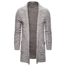 Мужской однотонный свитер тонкий длинный рукав теплый вязаный кардиган Тренч куртка осень весна джемпер