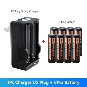 

8PCS 3.7 V 9900 MAH Li Ion Lithium 18650 Battery Rechargeable 18650 Battery +Intelligent Fast Charger For Torch Led Headlamp