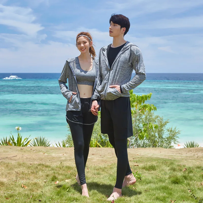 

New Style Long Sleeve Zipper Couples Sun-resistant Diving Suit Split Type Korean-style Quick-Dry Couples Bathing Suit