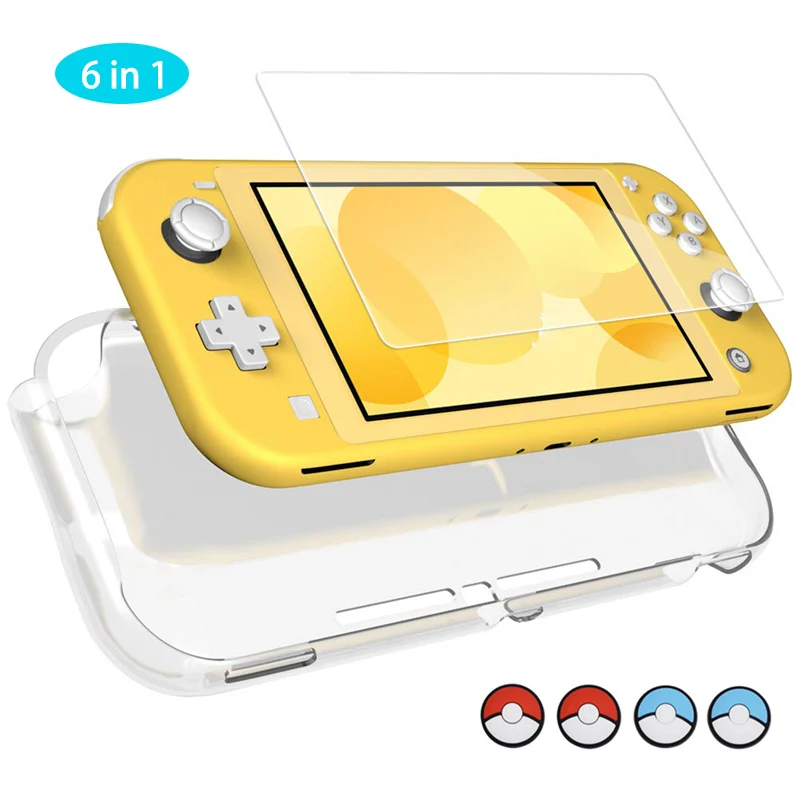 White Комплекты для nintendo Switch Lite с закаленным стеклом экрана и ТПУ Чехол протектор, с 4 шт для Joy Con силиконовые палочки - Цвет: White
