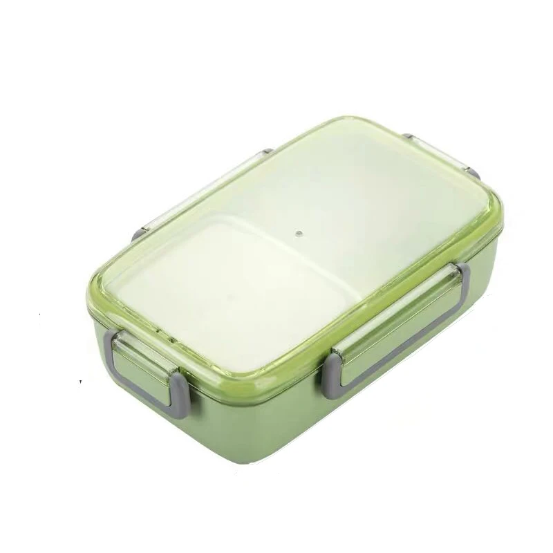 Пищевой контейнер для микроволновой печи Ланч-бокс независимая решетка для контейнер для обеда ребенку портативный герметичный Bento box Контейнер для пищи с подогревом - Цвет: green box