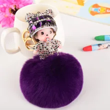 Милая кукла с инкрустацией стразами Meng Qiqi маленькие подарки мягкий кролик рекс помпон-ключ "Помпон" кольцо маленький подарок автомобиль сумочка кулон