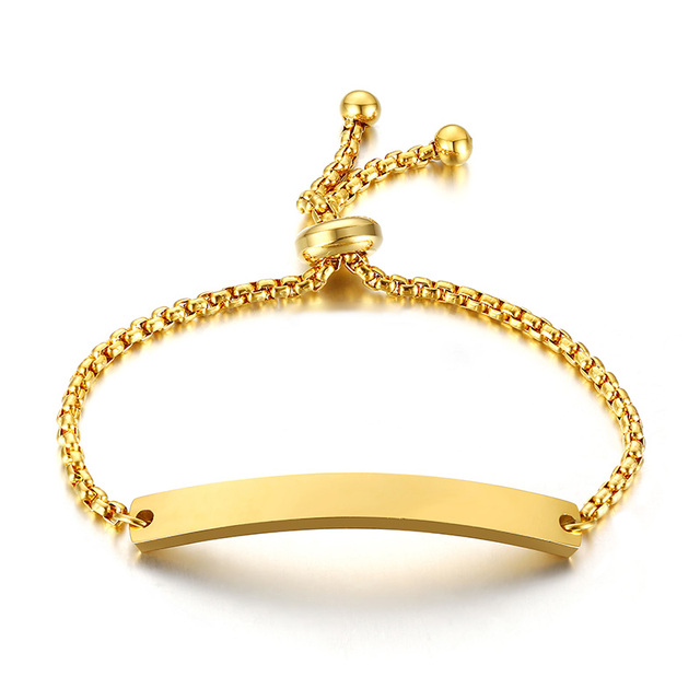 Baby Name Bracelet Figaro Chain Smooth Bangle Link Gold Tone No Fade Safty Jewelry 12cm to 15cm