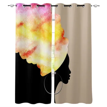 

New Luxury Curtains African Women Hat Gradient Window Curtains Home Living Room/bedroom Decor Curtains for Living Room