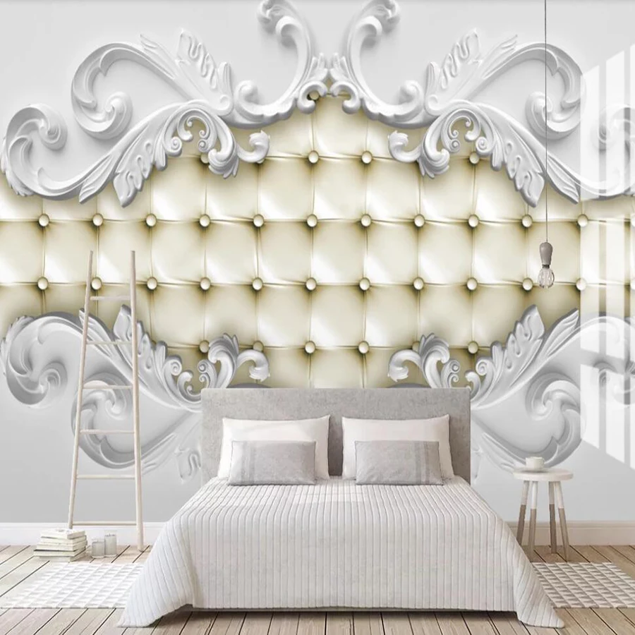 

Drop Shipping Custom 3D Wallpaper Mural Three-dimensional High-grade White Plaster Pattern Decorative Mural Wallpaper
