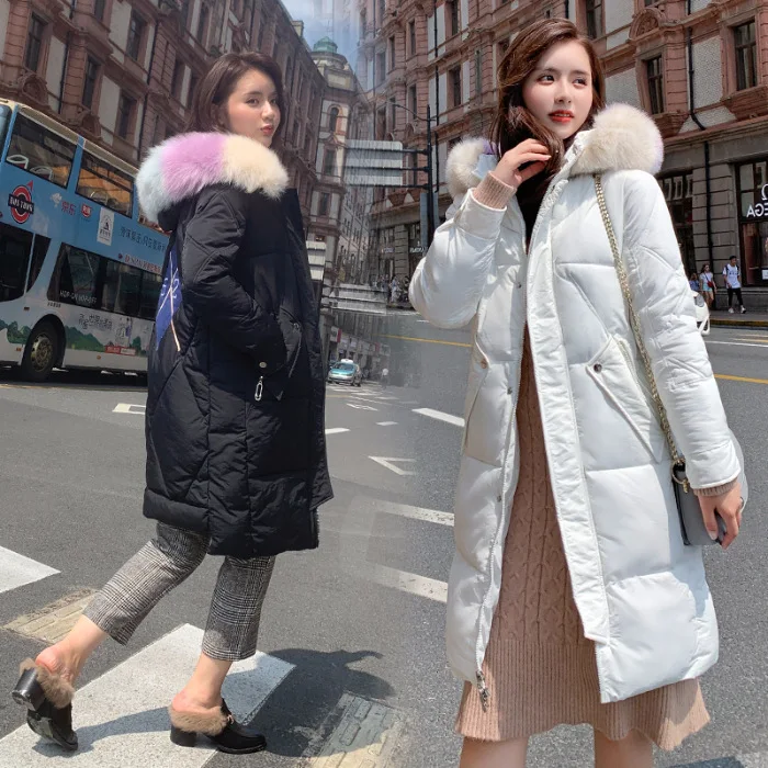 

Photo Shoot South Korea Dongdaemun Autumn And Winter New Style Best Friend down Jacket Women's Loose-Fit Color Fur Collar Cotton