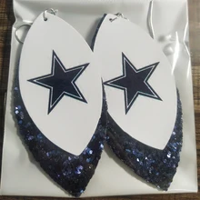 Блестящая футбольная команда серьги из кожи трехслойные кожаные серьги в форме листа мы можем настроить ваш образец