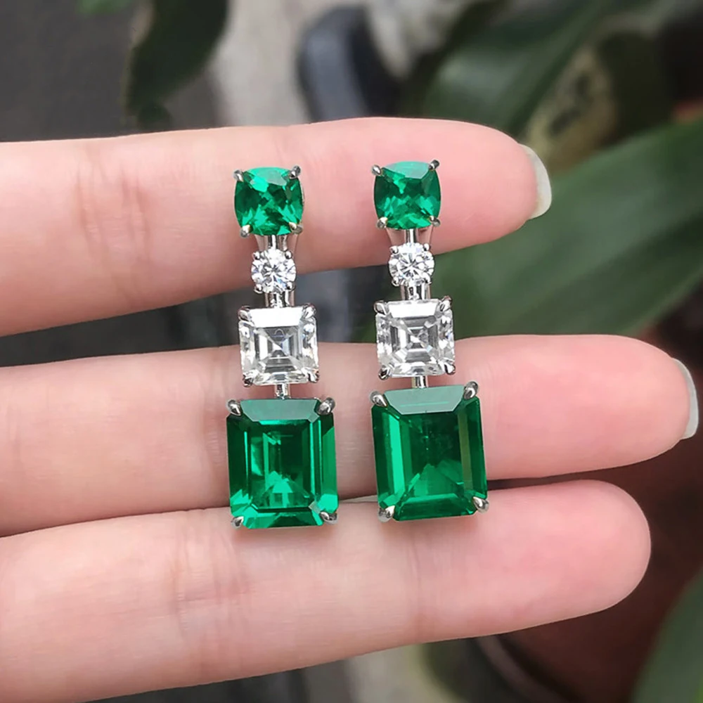 Huitan Gorgeous Green Stud Earrings For Women Wedding Bands Jewelry Bridal Engagement Party Earring Gift Elegant Female Jewelry
