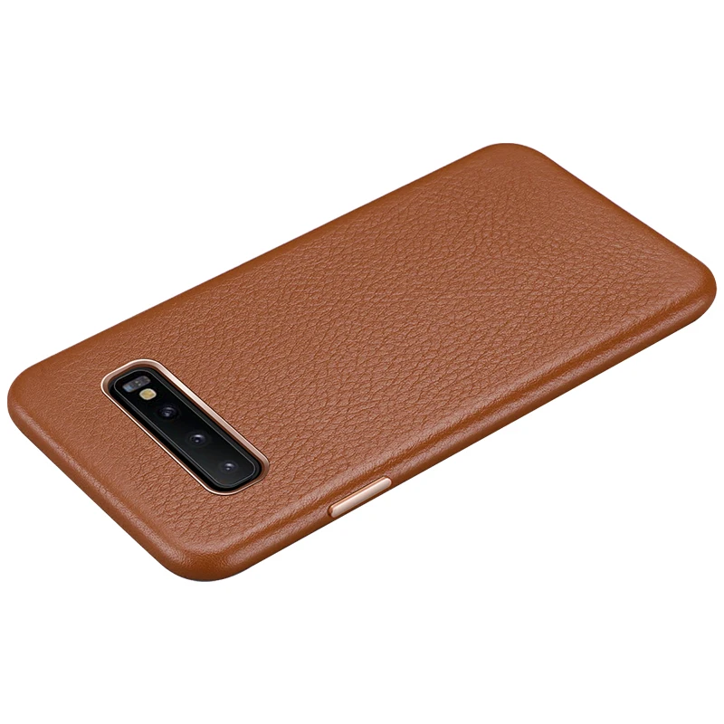 Роскошный металлический чехол с кнопкой громкости для samsung Galaxy S10 S10 Plus S10 5G винтажный тонкий мягкий чехол из натуральной кожи