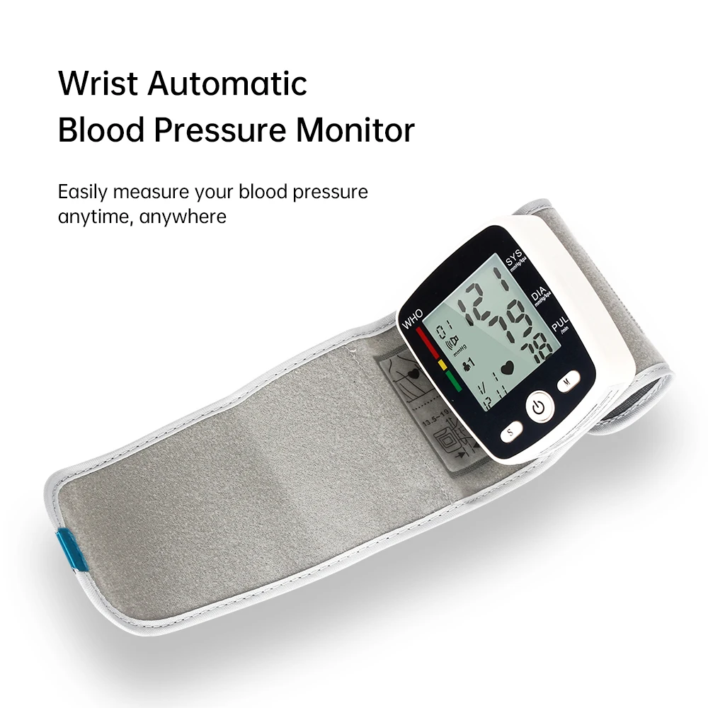 New LED Rechargeable Wrist Blood Pressure Monitor English / Russian /  Portuguese / Spanish Voice Broadcast Tonometer BP Monitor - AliExpress