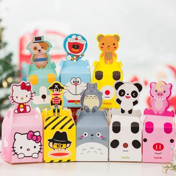 

20pcs Cartoon Mix Types Deer Snowflakes Candy Gift Bags Merry Christmas Guests Packaging Boxes Christmas Party Gift Decor